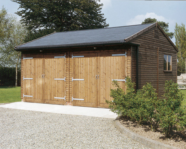 Double Garage With Shingle Tile Effect Roof