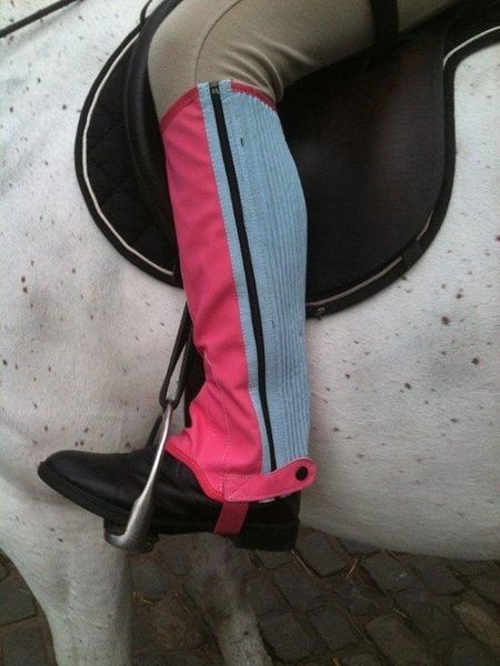 Childrens Washable Half Chaps Pink/Blue Med