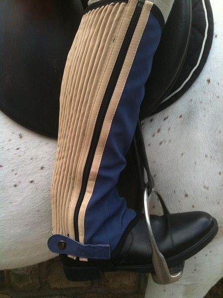 Childrens Washable Half Chaps Navy/Almond Large