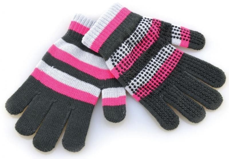 Hy5 Magic Striped Gloves Pink / Grey