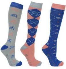 Hy Equestrian Diamond Socks (Pack of 3)