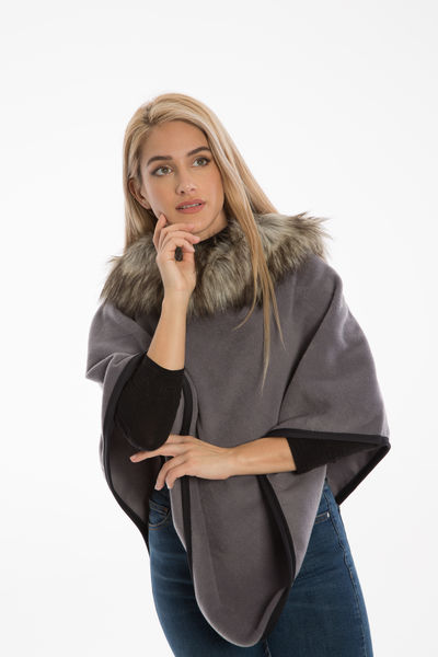 Polar Fleece and Faux-Fur Cape Poncho image #1