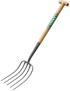 5 Tined Manure Fork with wooden T Handle