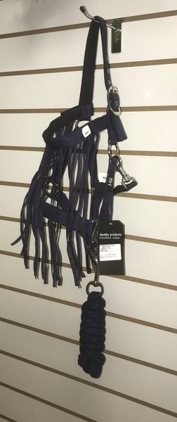 Navy Head Collar, Lead Rop & Fly Veil Set