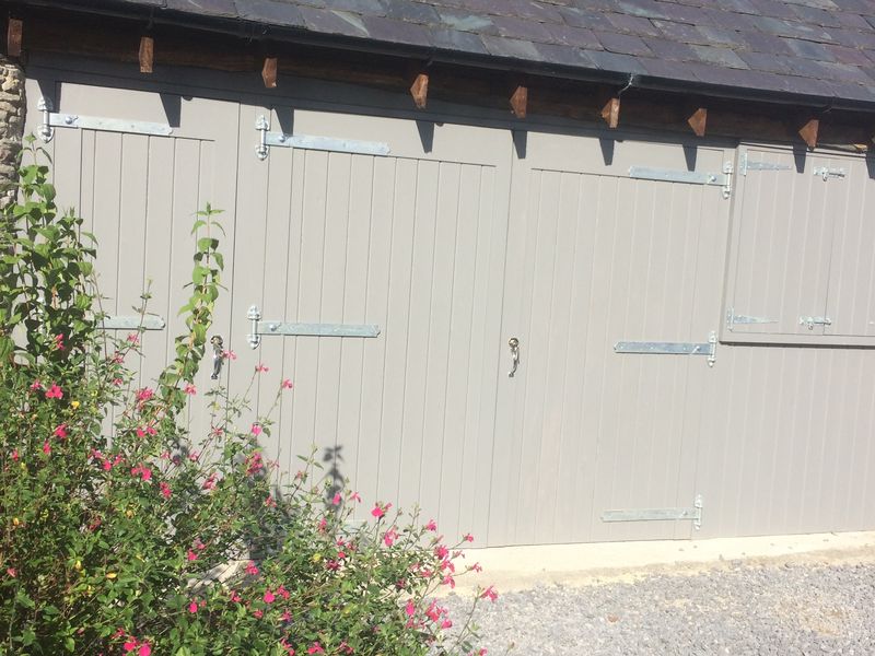 Painted Garage Doors with Workshop Door &amp; Shutters