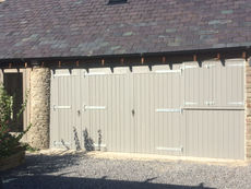 Painted Garage Doors with Workshop Door &amp; Shutters
