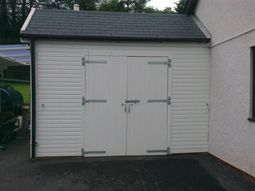 Boiler House White Timber Cladding With Grey Square Butt Tile Effect