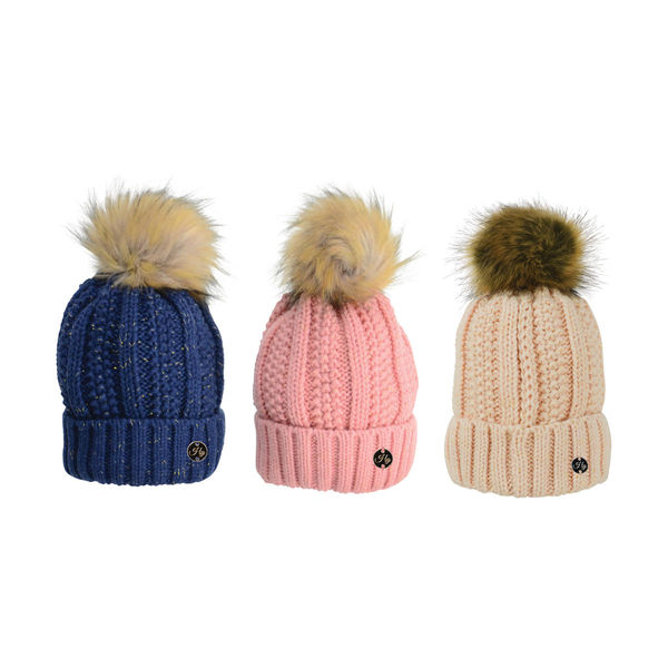 HyFASHION Aspen Metallic Bobble Hat Peach