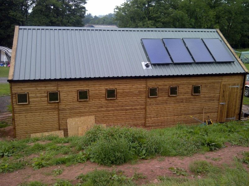 Commercial Toilet &amp; Shower Block Rear View with Solar Panels