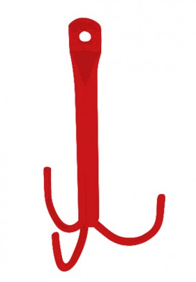 Three Arm Tack Hook Red