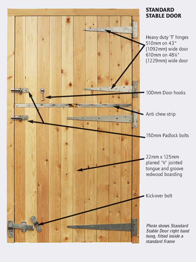 Standard Stable Door Specification Drawing